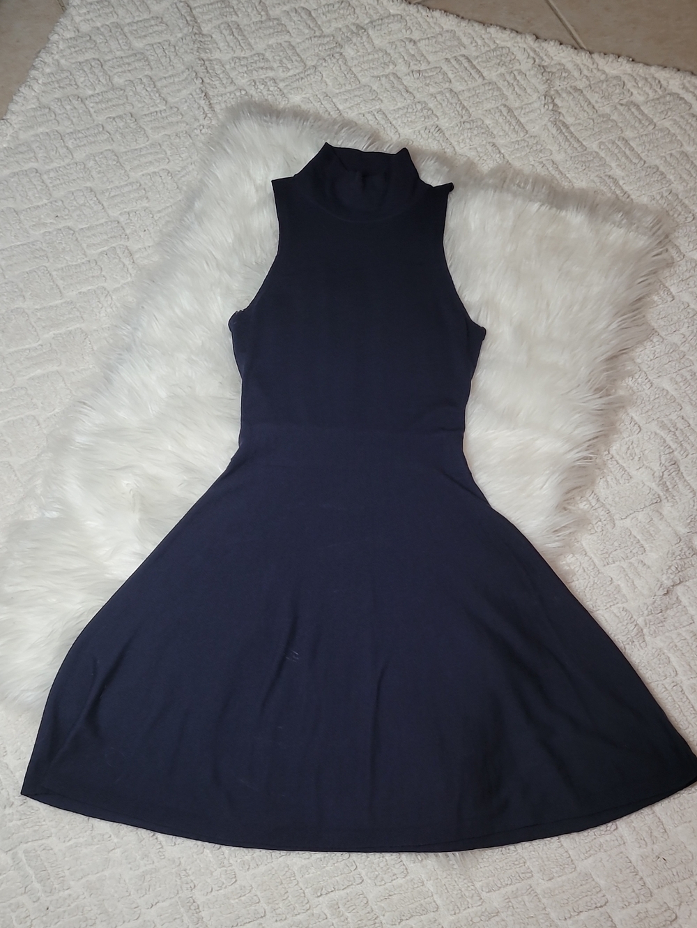 Theory Mock Neck Sleeveless Dress Navy Blue Size Small 100% Wool